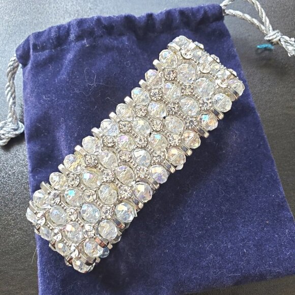 Rhinestone, Crystal Bead stretchy Bracelet, 1" - Picture 2 of 12